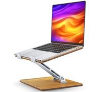 CIRYCASE Supporto PC Portatile Legno/Alluminio, Ergonomico Scrivania Supporto Laptop Stand Regolabile in Altezza, Rialzo PC Portatile Pieghevole, Laptop Stand B27 dvd per MacBook/HP 10-16" Notebook