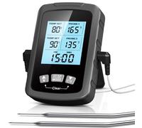 CIRYCASE Termometro Cucina Doppia Sonda 16.3cm, Termometri Barbecue Lettura Rapida & Precisa, Termometri da Vino Forno Auto Spegnimento con Schermo LCD Digitale e Impostazione Allarme per BBQ Grill