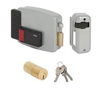 CISA 111611501, Serratura Elettrica da Applicare, 12V, Verniciato Grigio Alluminio, Entrata 50, Mano Destra, Cilindro a tubo