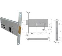 Serratura metallo infilare 44155 cisa b.q z f.mm 16 f.ov+scr h.mm 64 e.mm 60 e.m