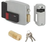 CISA 111611501, Serratura Elettrica da Applicare, 12V, Verniciato Grigio Alluminio, Entrata 50, Mano Destra, Cilindro a tubo