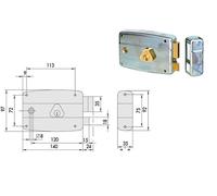 Cisa SERRATURA FERRO APPL. 2M+S CIL/INT. ZINCATA Art. 50571 E.60 DX senza aletta