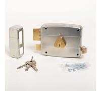 CISA - Serratura per Porte in Ferro da Applicare 15052160279 - Serratura Cancello Esterno in Acciaio Zincato con Cilindro e Tirante in ottone - Entrata 60 - Mano Sinistra