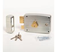 CISA - Serratura per Porte in Ferro da Applicare 15057160279 - Serratura Cancello Esterno in Acciaio Zincato con Cilindro e Quadro maniglia passante - Entrata 60 - Mano Sinistra