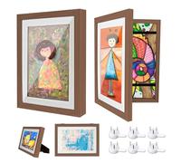 Ciscle Befüllba - Cornice portafoto per bambini, 2 pezzi, formato A4, apertura frontale, per opere d'arte, ideale per disegni di bambini, progetti d'arte, scuola, casa (noce)
