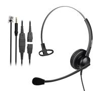 Cisco - Cuffie per telefono con microfono di cancellazione del rumore, con connettore RJ e jack da 3,5 mm, per telefoni fissi e cellulari, smartphone, PC, laptop, tablet