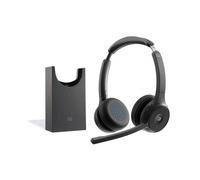 Cuffia con microfono Cisco HS-WL-722-BUNAS-C cuffia e auricolare Wireless A Padiglione Ufficio Bluetooth Base di ricarica Nero (Cisco Headset 722 - on-ear wireless carbon black with charging stand Web