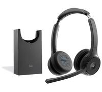 Cisco Cuffie 722 - Cuffia Bluetooth biaurale wireless, pulsante Webex, adattatore Bluetooth USB-A HD, custodia morbida, base di ricarica, un anno di garanzia limitata (HS-WL-722-BUNAS-C)
