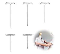 CiShow 250 pezzi di spilli a T per teste di parrucche, spilli dritti per parrucche, spilli a T in metallo da 27&32&38&45&50 mm, aghi per parrucche, spilli dritti per parrucche (argento)