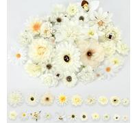 CiShow 30 pezzi di fiori artificiali, teste di fiori artificiali, per fai da te, mini decorazione di fiori artificiali, margherite, peonie, teste di fiori di seta, per matrimoni, feste, decorazioni