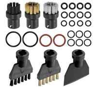 CiShow 6 accessori per pulitore a vapore compatibili con Kärcher, spazzola rotonda, spazzole piatte in nylon e ottone, pulitore a vapore manuale, paletta in plastica, spazzola metallica per mobili da