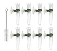 CiShow 8 tubi per orchidee, tubi per l'acqua, fiale in plastica trasparente, con ventosa, tubo per fiori in plastica, con ventosa (con spazzola per la pulizia)
