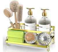 Cisily Contenitore per lavello da cucina, oro, unisex, larghezza 13,5 cm, lunghezza 24,1 cm, 4 vani, vassoio antimacchia, antiruggine, facile da pulire