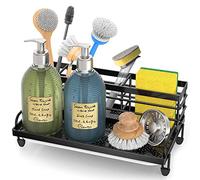 Cisily, organizer per lavello da cucina, antiruggine, antiscivolo, grande, portasapone, detersivo, porta spugna, organizzazione e conservazione in cucina, accessori essenziali per la casa, nero