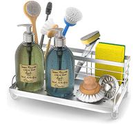Cisily, organizer per lavello da cucina, antiruggine, antiscivolo, portasapone, detersivo, supporto per spugna, argento