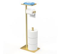 CISILY Porta carta igienica dorato con ripiano per telefono, decorazione per bagno e toliet, porta rotolo di carta velina autoportante, accessori per camper, accessori per appartamenti e servizi