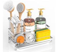 Cisily Stainless Steel Kitchen Sink Caddy Organizer, Sponge Holder for Sink Rustproof, Non-Slip Soap Dish Dispenser Brush Holder Storage, Home & Kitchen Essentials Accessories