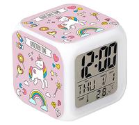 Cisixin 1 Pezzi Sveglia da Comodino,Sveglie Digitali per Ragazze,con Wake-up Light con Tempo 12/24 Ore,Data,Temperatura,Funzione Snooze,Wake-up Sveglia con Luce Notturna per Bambini