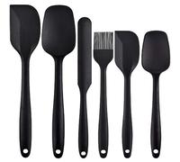 Cisixin 1 Set di spatole da Cucina,6 Pezzi Spatole in Silicone,Antiaderente,con Nucleo in Acciaio Inox Resistente agli Alimenti,Lavabile in Lavastoviglie,Nero