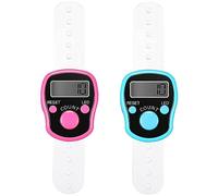 Cisixin 2 Pezzi Mini Contatore Elettronico,Contatore Elettronico a Cifre,5 Cifre Azzerabili Contatori di Fili a Punto Uncinetto a Maglia, Conteggio a Mano,Blu, Rosa