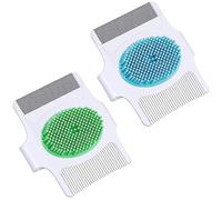 Cisixin 2 Pezzi Pettine per Bambini,Pettine per Neonato,2 Spazzole e Pettini per Il Tappo di Culla,Design 3 in 1 Spazzola per Il Tappo di Culla Spazzola di Sicurezza,Blu, Verde