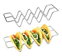Cisixin 2 Pezzi Supporto per Taco Antiruggine,Supporto per Porta Tacos,Taco Holder può Contenere Fino a 4 Tacos per Ristorante, Casa, Festa, Picnic,Argento