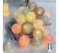 Ciskotu Ghirlanda Luminosa Cameretta - 20 LED Catena Luminosa Interno con USB, Telecomando e Timer, per Decorazione Della Luce Notturna Interna, Come Natale, Matrimonio, Festa, Stanza, Tenda