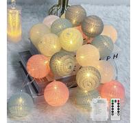 Ciskotu Ghirlanda Luminosa Cameretta Batteria - 20 LED Catena Luminosa Interno conTelecomando, per Decorazione Della Luce Notturna Interna, Come Natale, Matrimonio, Festa, Stanza, Tenda (Macaron)