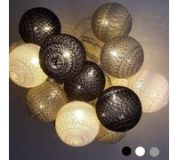 Ciskotu Ghirlanda Luminosa Cameretta Batteria, 3,3M 20 Sfere Cotone LED Catena Luminosa Interno, per Decorazione Della Luce Notturna Interna, Come Natale, Matrimonio, Festa, Stanza, Tenda