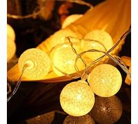 Ciskotu Luminosa Cameretta,20 Sfere Cotone LED Catena Luminosa Interno, per Decorazione Della Luce Notturna Interna, Come Natale, Matrimonio, Festa, Stanza, Tenda