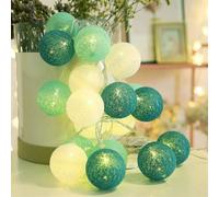 Ciskotu Luminosa Cameretta,20 Sfere Cotone LED Catena Luminosa Interno, per Decorazione Della Luce Notturna Interna, Come Natale, Matrimonio, Festa, Stanza, Tenda