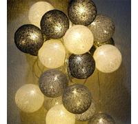 Ciskotu Luminosa Cameretta,20 Sfere Cotone LED Catena Luminosa Interno, per Decorazione Della Luce Notturna Interna, Come Natale, Matrimonio, Festa, Stanza, Tenda