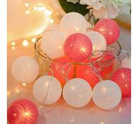 Ciskotu Luminosa Cameretta,20 Sfere Cotone LED Catena Luminosa Interno, per Decorazione Della Luce Notturna Interna, Come Natale, Matrimonio, Festa, Stanza, Tenda