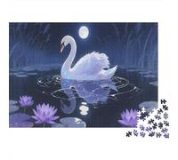 Cisne Puzzle 1000 Pezzi Puzzle Per Adulti E Ragazzi Under The Moon Puzzle Difficile Sfida ManiSul Gioco Regalo Per Amore E Amico 1000pcs (75x50cm)