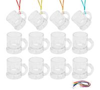 Cisolen 12 bicchierini da liquore da appendere con manico, per feste, riutilizzabili, per addio al celibato, carnevale, feste a tema, matrimonio, compleanno (bianco)