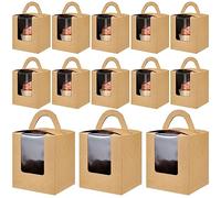 Cisolen 20 pezzi scatole per cupcake con manico scatola per muffin con finestra scatole per torte in carta kraft scatole portatili per feste di compleanno e matrimoni