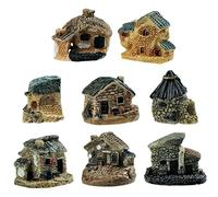 Cisolen 8 Pezzi Miniatura da Giardino di Fate in Pietra, Casette in Miniatura, Accessori per Miniatura in Pietra, Mini Villaggio di Bambole, Decorazione per Casa delle Fate e Fiore