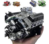 Cison V8 Engine Kit Gas - Gasoline Ohv V8 Small-Block Engine Model Kits, 4-Stroke 44cc Water-Cooled 1/6, V8 Engine Kits, Build Your Own Stem V8 Model Engine for Adults(Black)