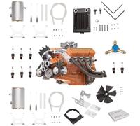 CISON-V8 - Kit modello motore con accessori, motore OHV V8 in metallo 44 CC in scala 1/6, raffreddato ad acqua, kit modello di motore a 4 tempi, modello di esperimento fisico per adulti