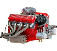 Cison V8 - Kit motore a gas, motore a benzina Ohv V8 a blocchi piccoli, kit mini V 8 E-ngine che funziona, costruisci il tuo kit motore V-8 per adulti, 4 tempi 44 cc raffreddato ad acqua 1/6 (rosso)