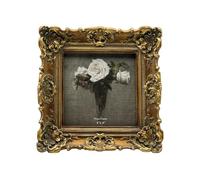 CISOO 4x4 Vintage Small Picture Frame, Antique Ornate Bronze Gold Square Photo Frame, for Table Top and Wall Display, Decorative Floral Design Retro Home Decor, Photo Gallery Art