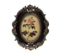 CISOO Cornice portafoto ovale vintage da 10 x 15 cm, da appendere al tavolo, decorazione per la casa retrò, decorazione artistica per galleria fotografica (nero e oro)