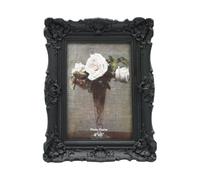 CISOO Cornice portafoto vintage, 10 x 15 cm, decorazione antica, nera, da tavolo e da parete, design floreale retrò, decorazione per la casa, galleria fotografica artistica