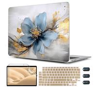 CISSOOK Compatibile con MacBook Air 13" Custodia M1 2021-2018 Release Model A2337 A2179 A1932, custodia protettiva in plastica rigida per MacBook Air 13" con Touch ID, retro dorato floreale