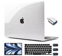 CISSOOK Custodia trasparente glitterata per MacBook Air 13,6 pollici 2022 Release A2681 M2, custodia rigida lucida scintillante con copertura per tastiera adattatore da USB C a USB per MacBook Air M2