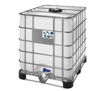 Cisterna nuova in plastica 1000 Lt, pallet metallo/plastica, valvola 2"