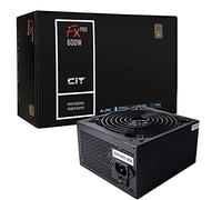 CiT 600W ATX Power Supply, 80+ Efficiency, 120mm Silent Fan, Active PFC, PCIe, SATA & Molex Connectors, Black PSU for Gaming & Desktop PC