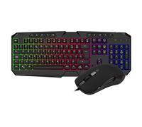 CiT Avenger Rainbow - Set tastiera e mouse da gioco arcobaleno LED, tasti da gioco, funzioni multimediali, mouse a 4 tasti (800-1200-1600-2400 DPI) con cavo USB combinazione desktop layout UK per PC