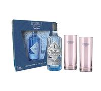 Citadelle, Gin Original Dry, 700ml, Confezione Regalo con 2 tumbler alti, Artigianale Francese distillato Fiamma Viva, Gin Tonic Premium, Note Floreali, Agrumate, Speziate, 19 Botaniche, 44% Vol.