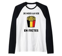 Citation Drapeau belge Coeur Amour Belgique Frites Maglia con Maniche Raglan
